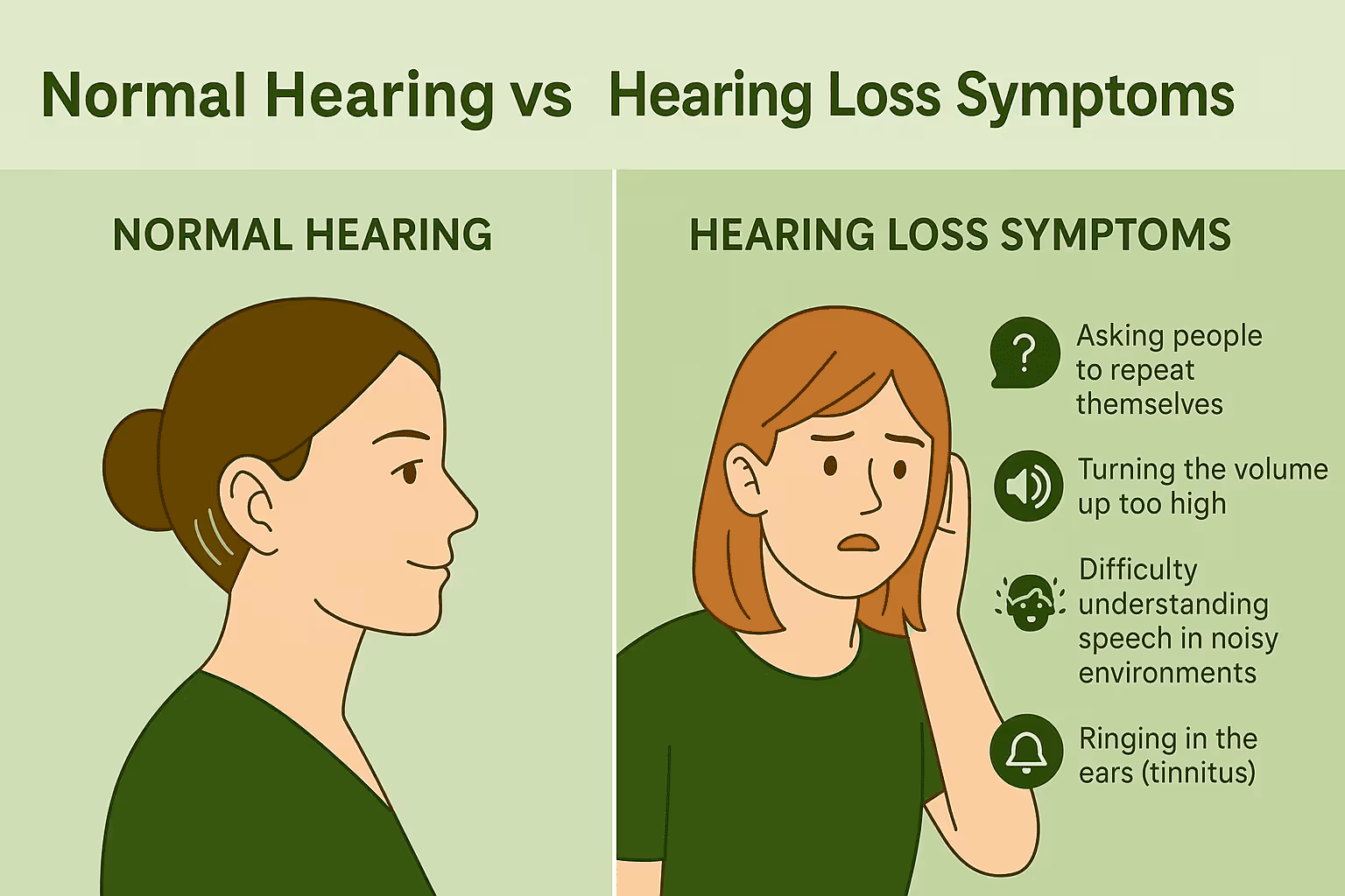 Norman Hearing Vs Hearing loss symptoms infographic