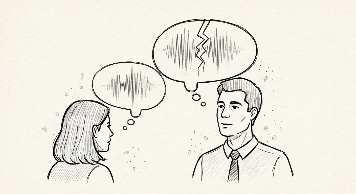 Speech clarity hearing loss early symptom illustration.