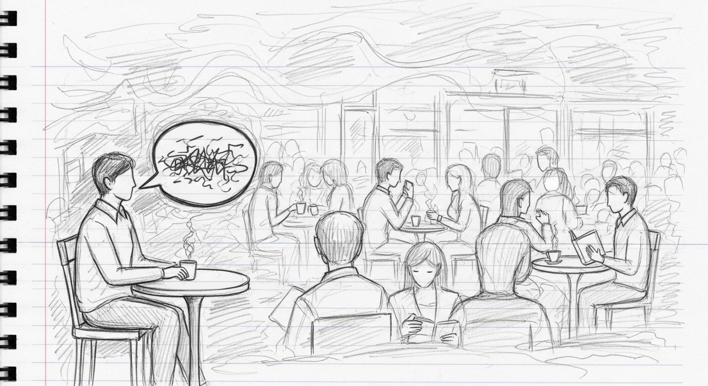 Difficulty hearing in noisy environments hearing loss symptom illustration.