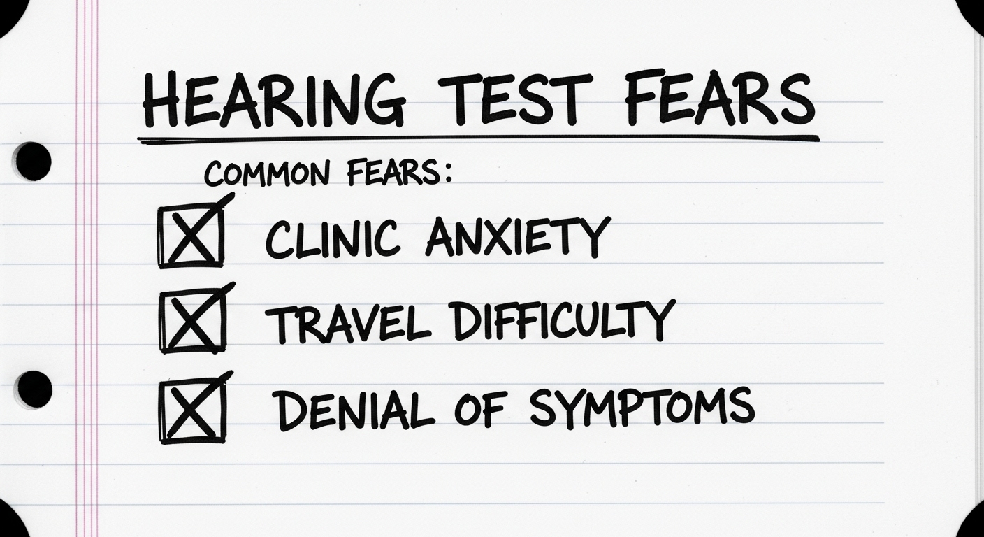 Reasons people delay hearing tests illustration.