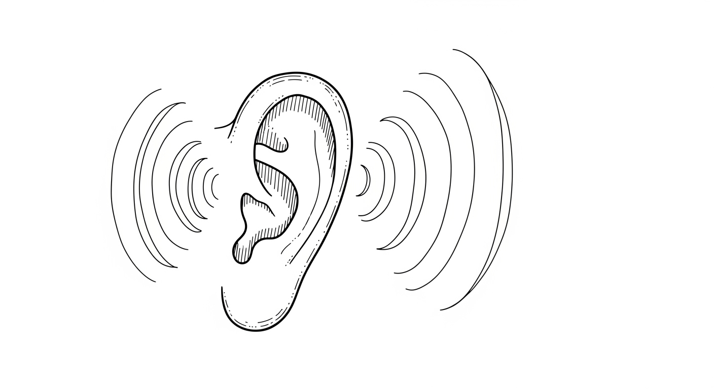 Tinnitus ringing ear symptom illustration.