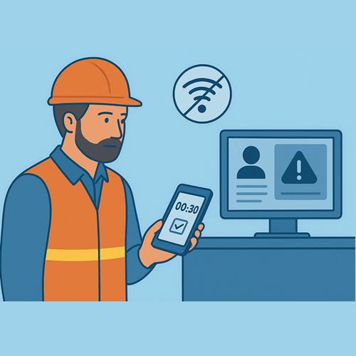 Travailleur isolé sans réseau sécurisé avec sa Ligne de Vie Neovigie