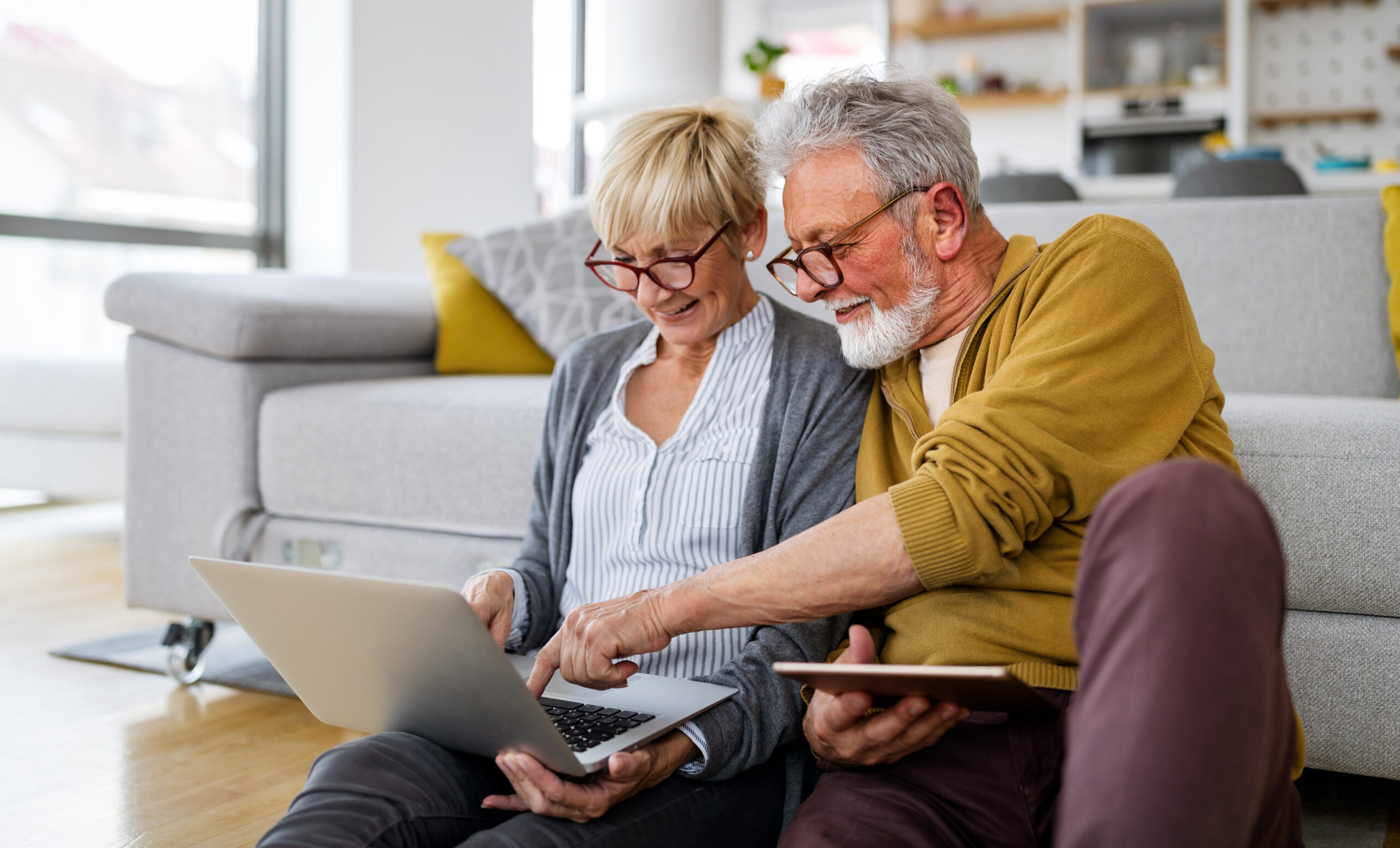 Middle age couple planning on the computer