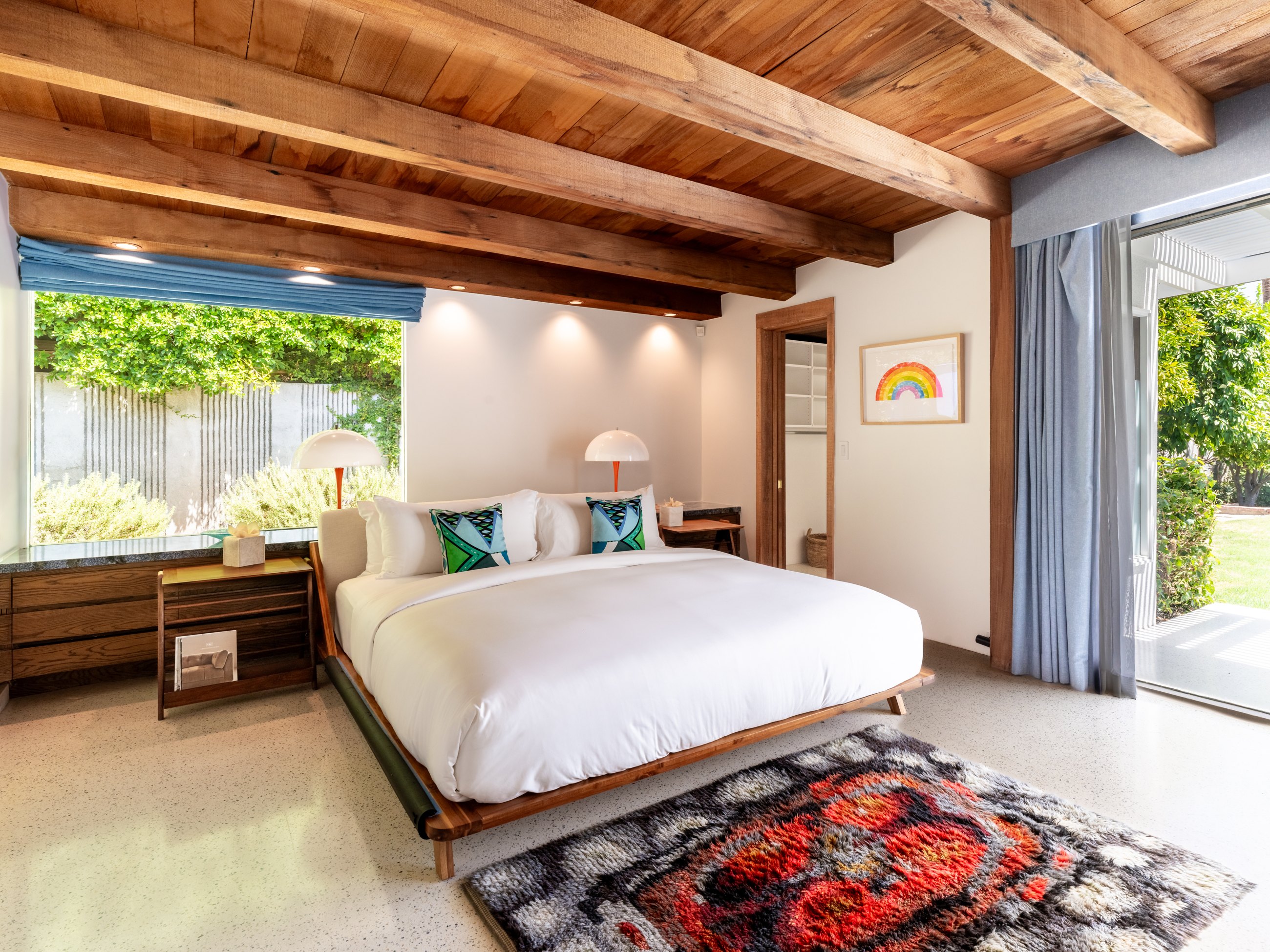Bedroom with beamed ceiling