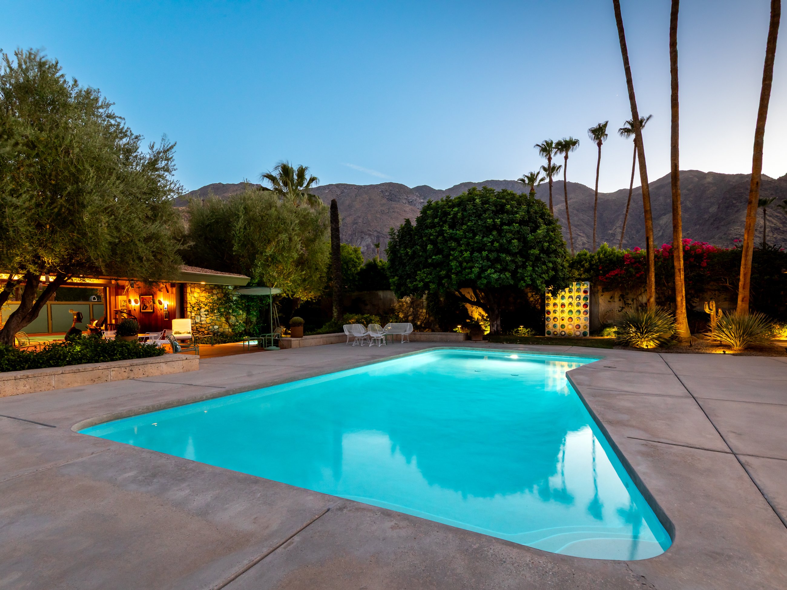 The original K shaped pool at dusk