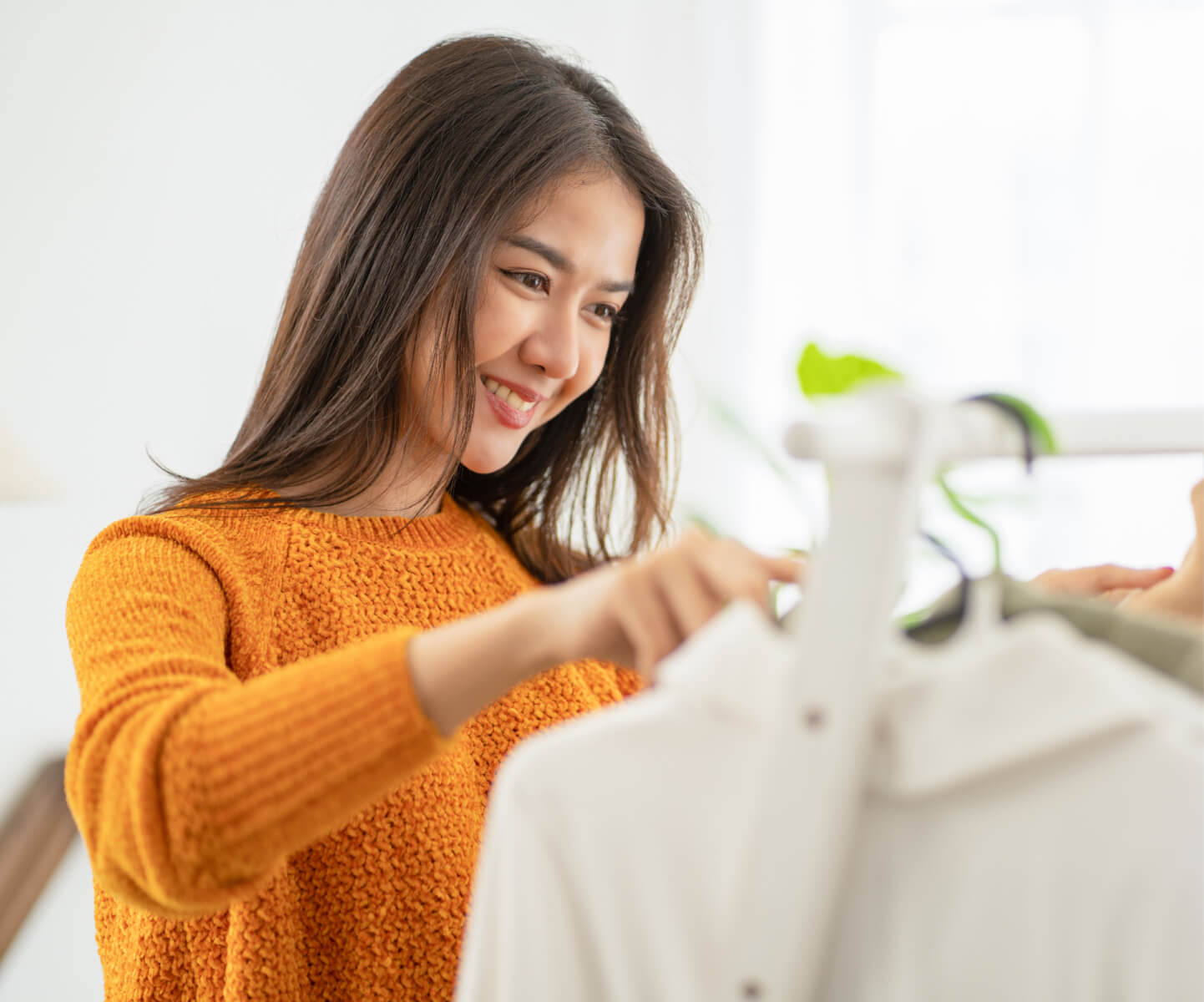 A woman shopping for clothes