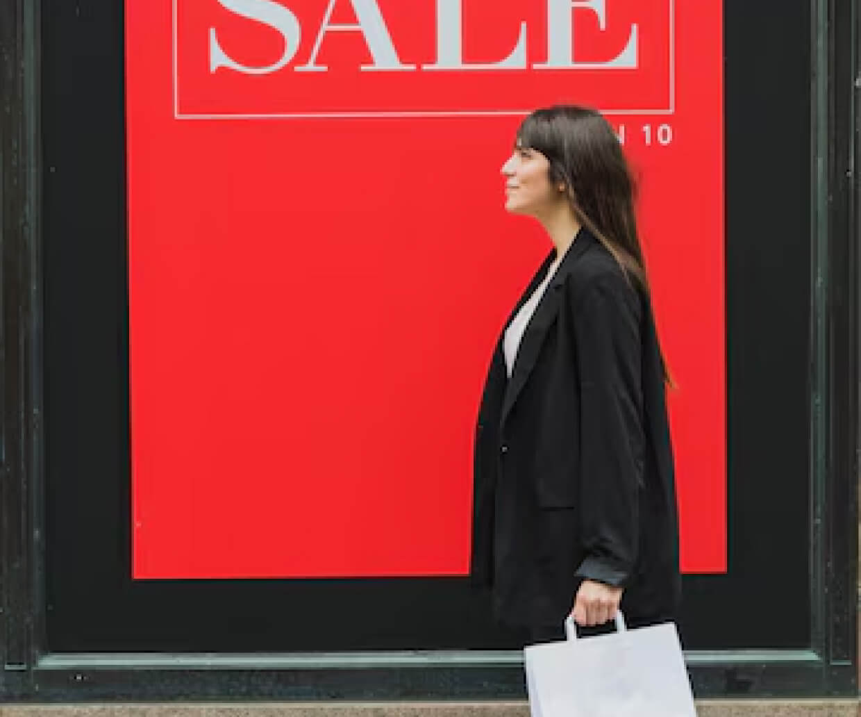 An LED poster communicating that a retail store is offering a sale