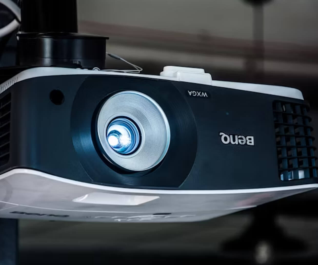 A BenQ projector turned upside down