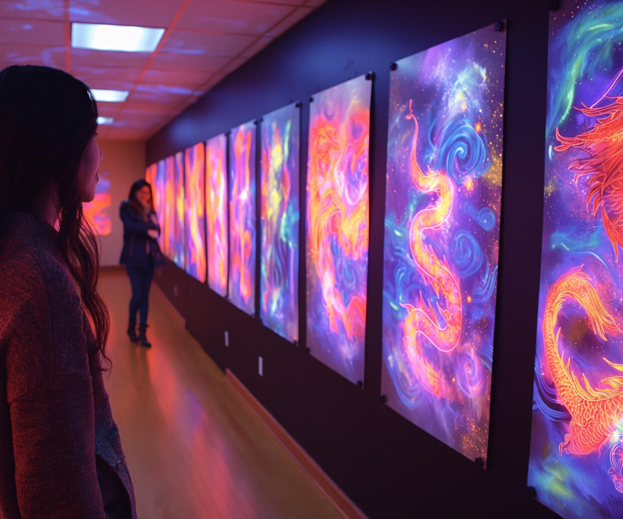 Several colorful displays