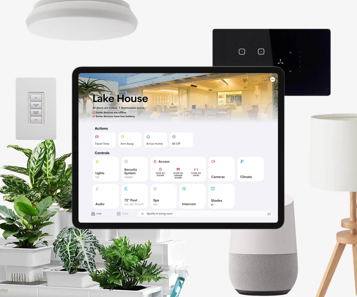 iPad room control system for a lake house