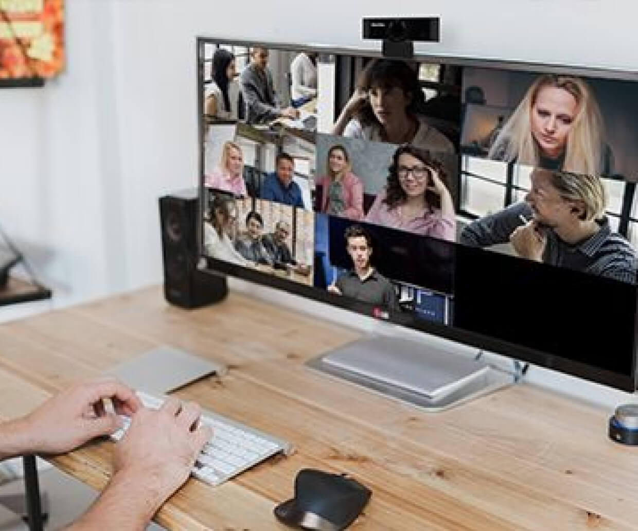 A webcam setup on a monitor