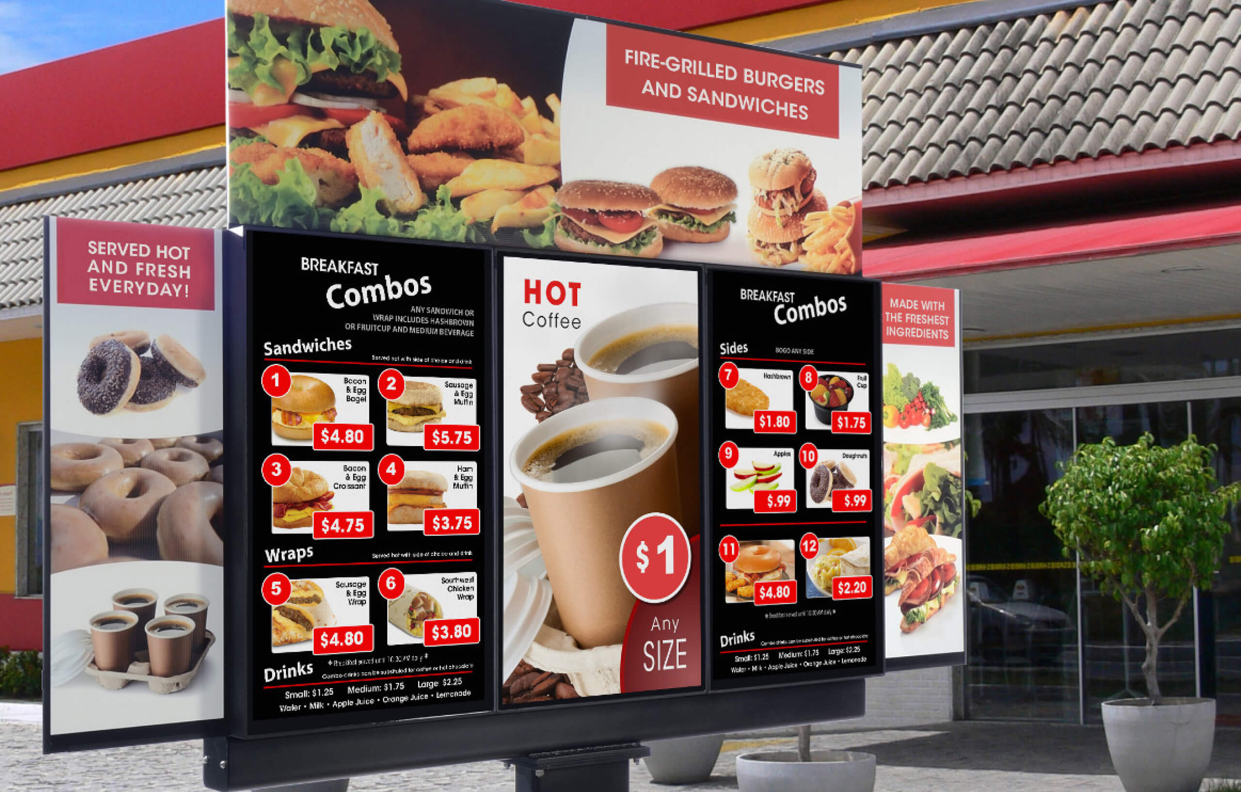 Digital signage featuring food from a fast food chain