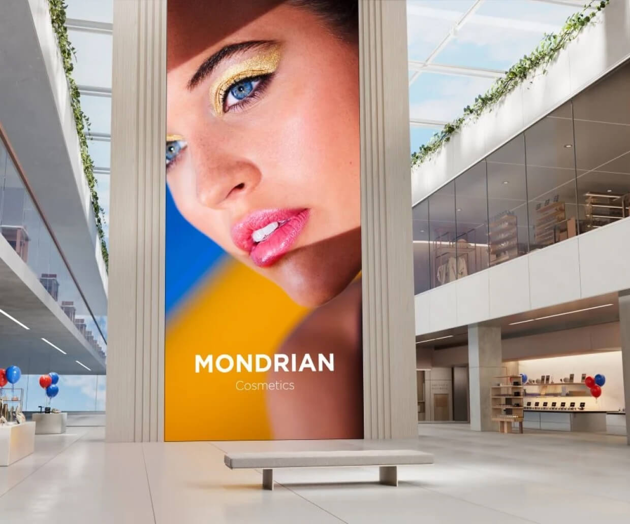 An LED poster inside a mall