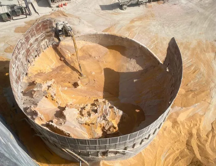 aerial view of damaged bin