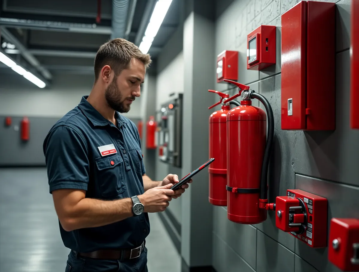 Fire Protection technician using Smart Service field service software