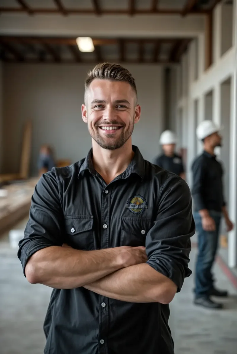 Construction team member in the field