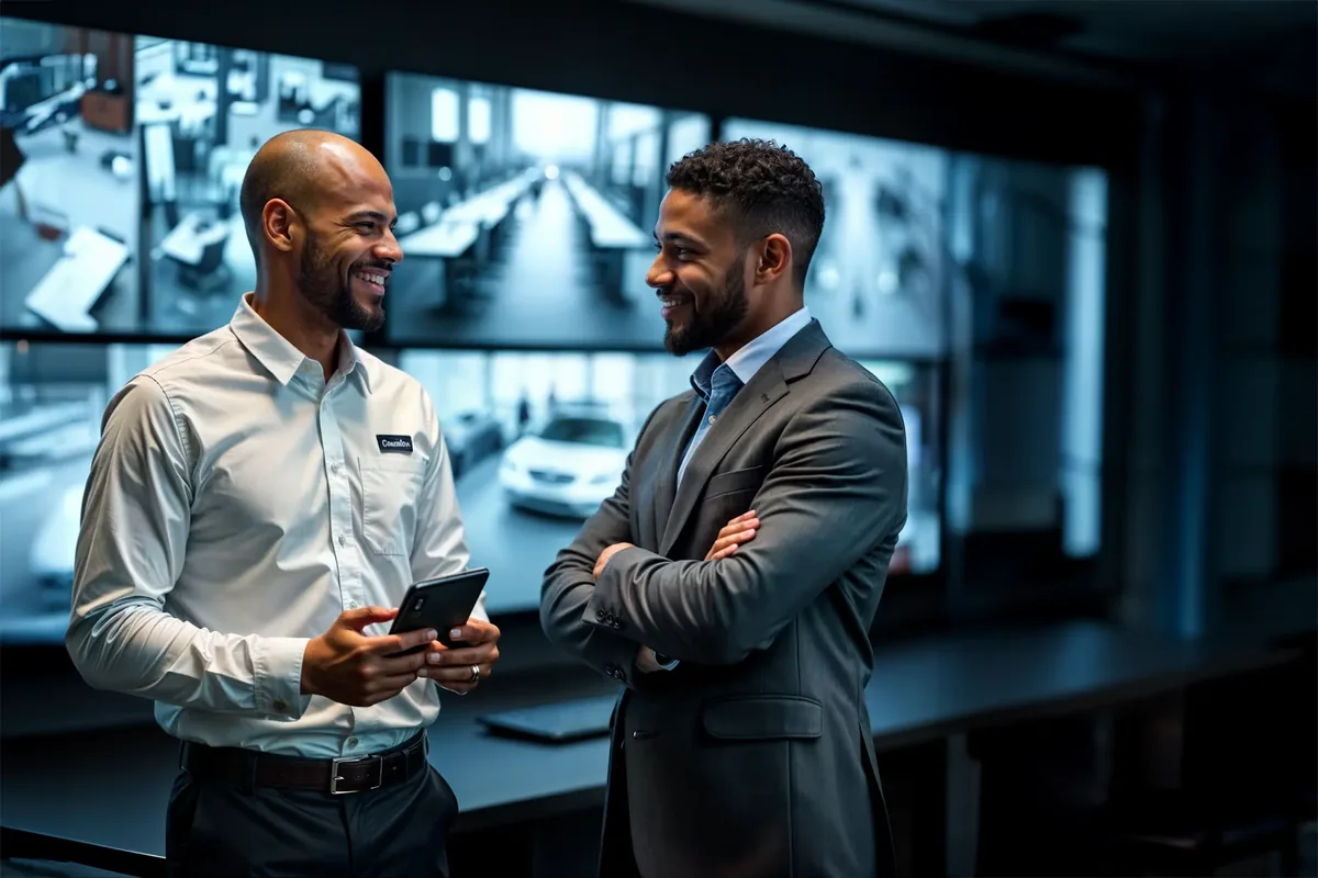 Security Service technician using Smart Service field service software
