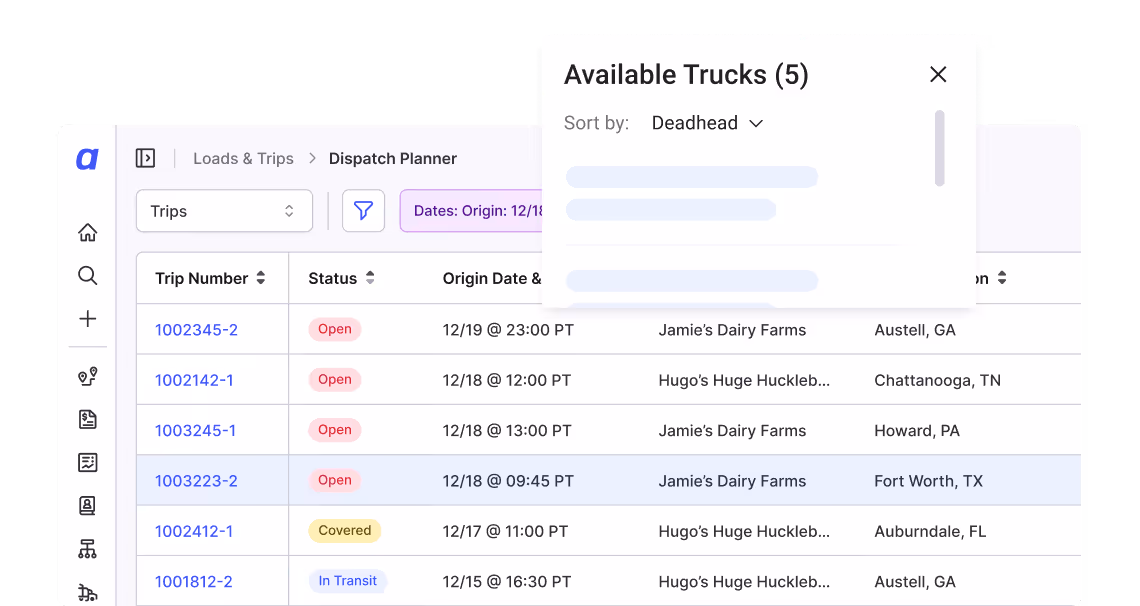 fleet utilization available trucks alvys software