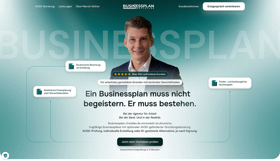 Gründungsberatung Businessplan-Erstellung moderne Website in Deutschland