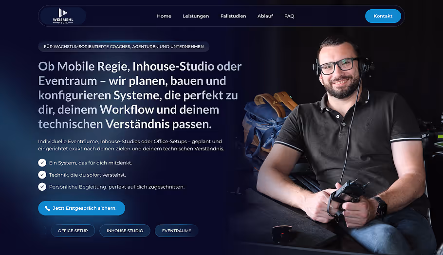 Videostudio Planung Regielösungen moderne Website in Deutschland