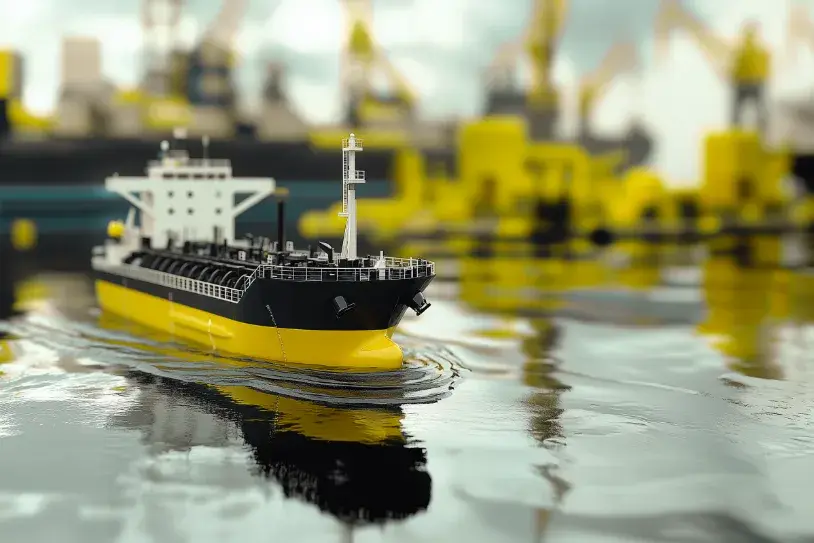 Yellow Ship on harbour