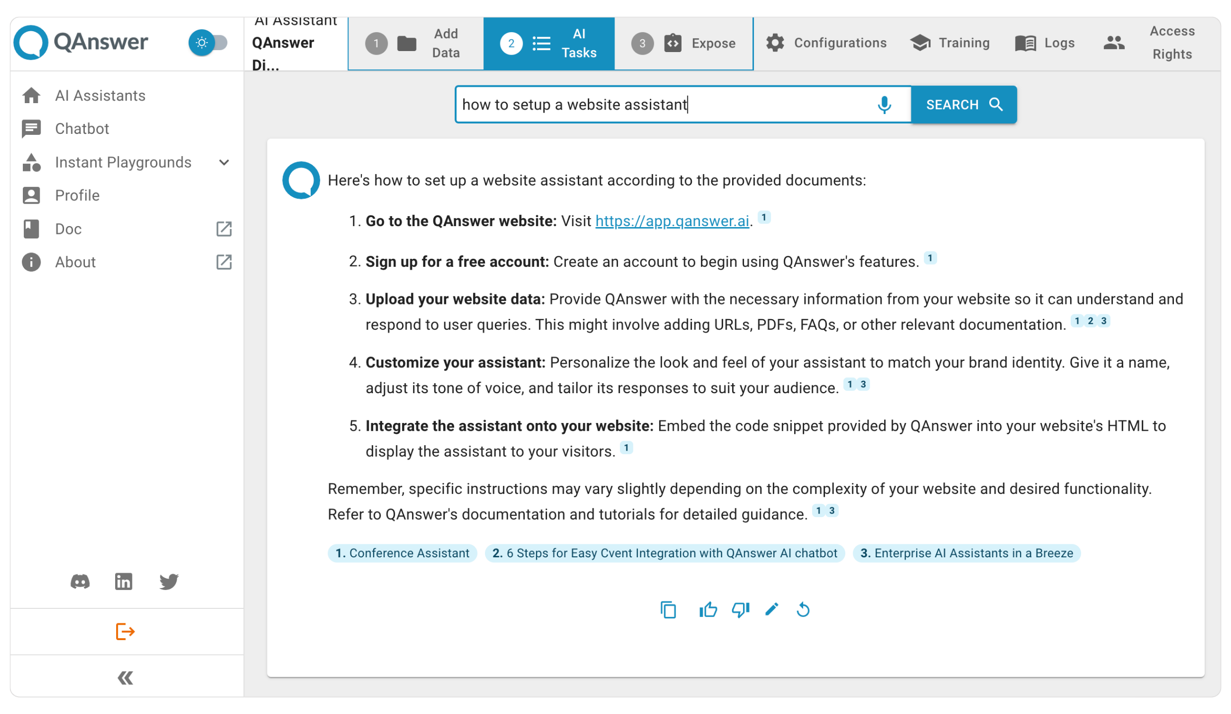 Querying over Search based AI Task