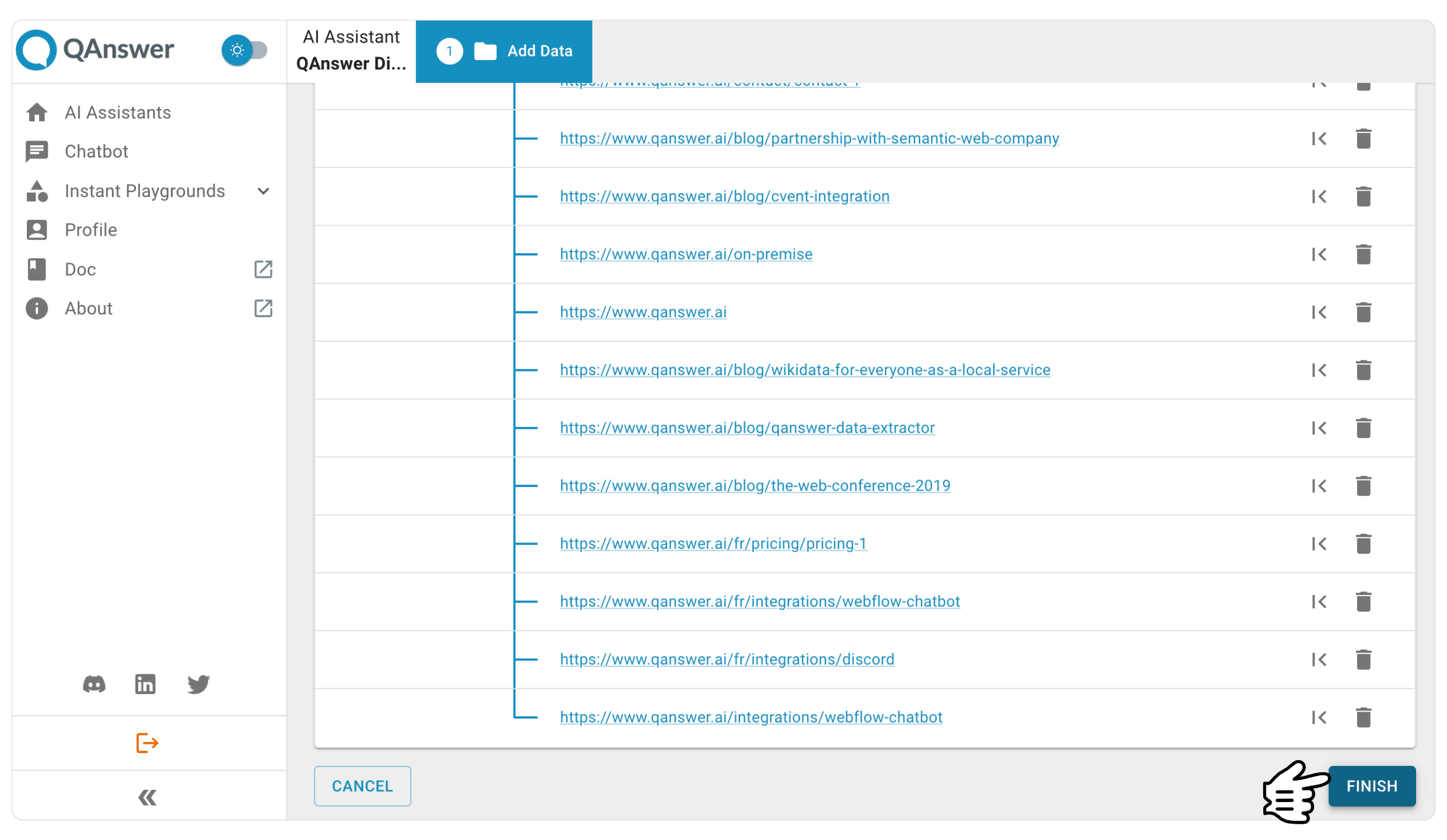 Finish to Upload Data Sources