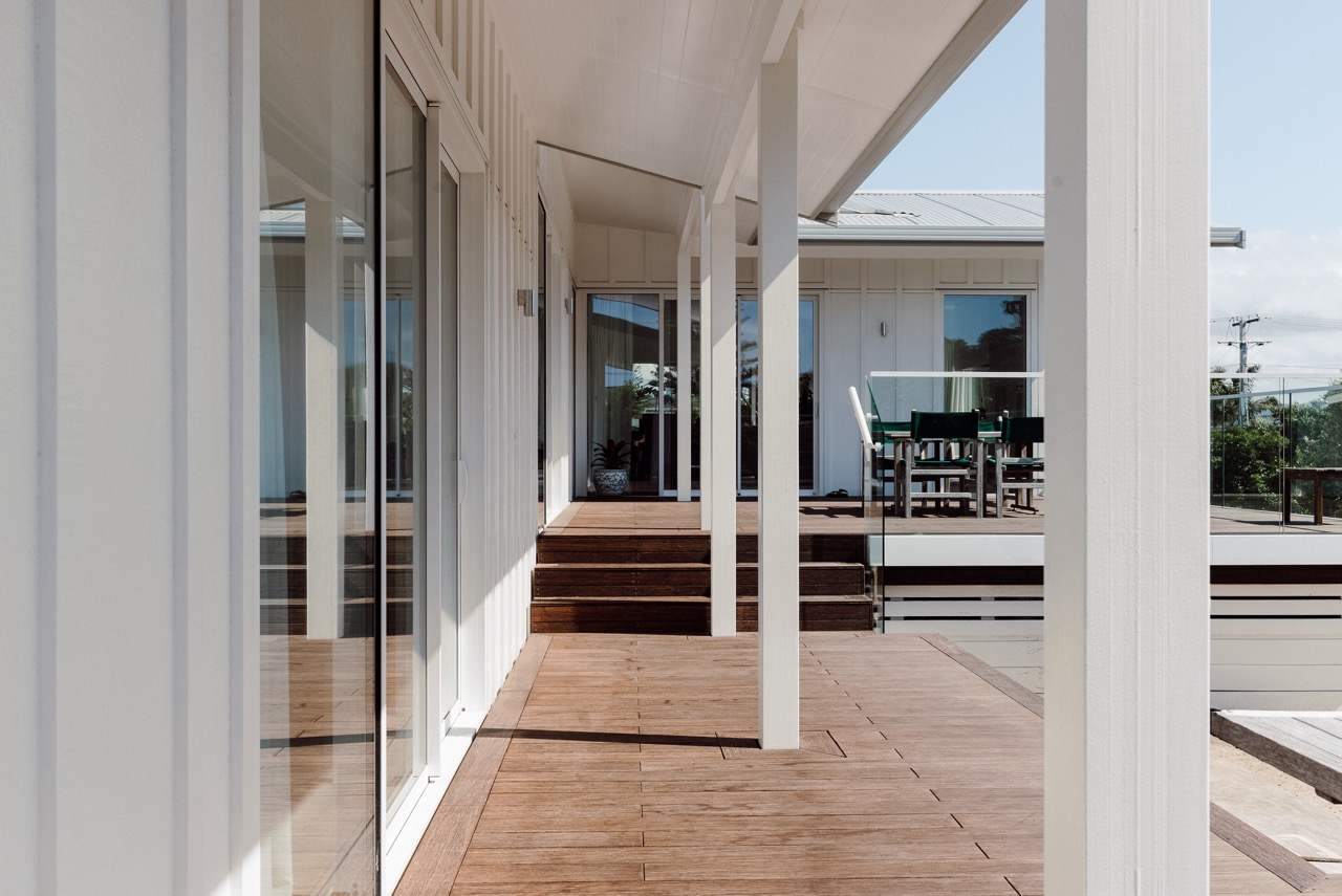 Covered veranda and outdoor dining at 124 Diana Ave, Whangamatā