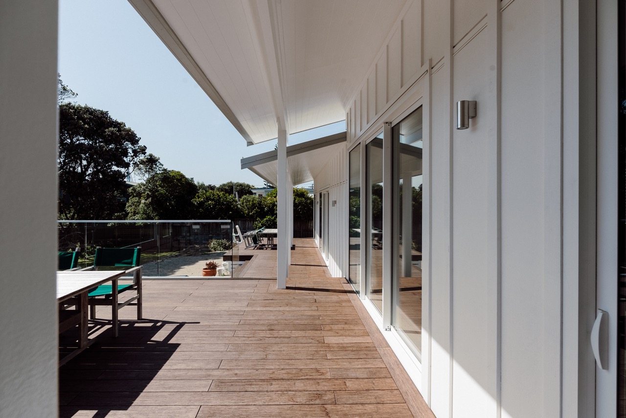 Covered deck along the northern side of 124 Diana Ave, Whangamatā