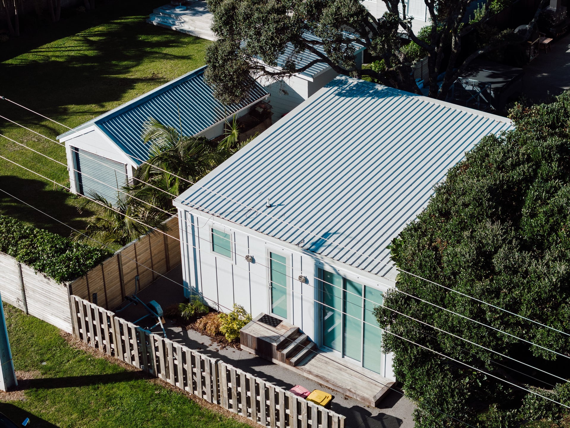 Aerial view of the completed build at 110 Pipi Road, Whangamatā