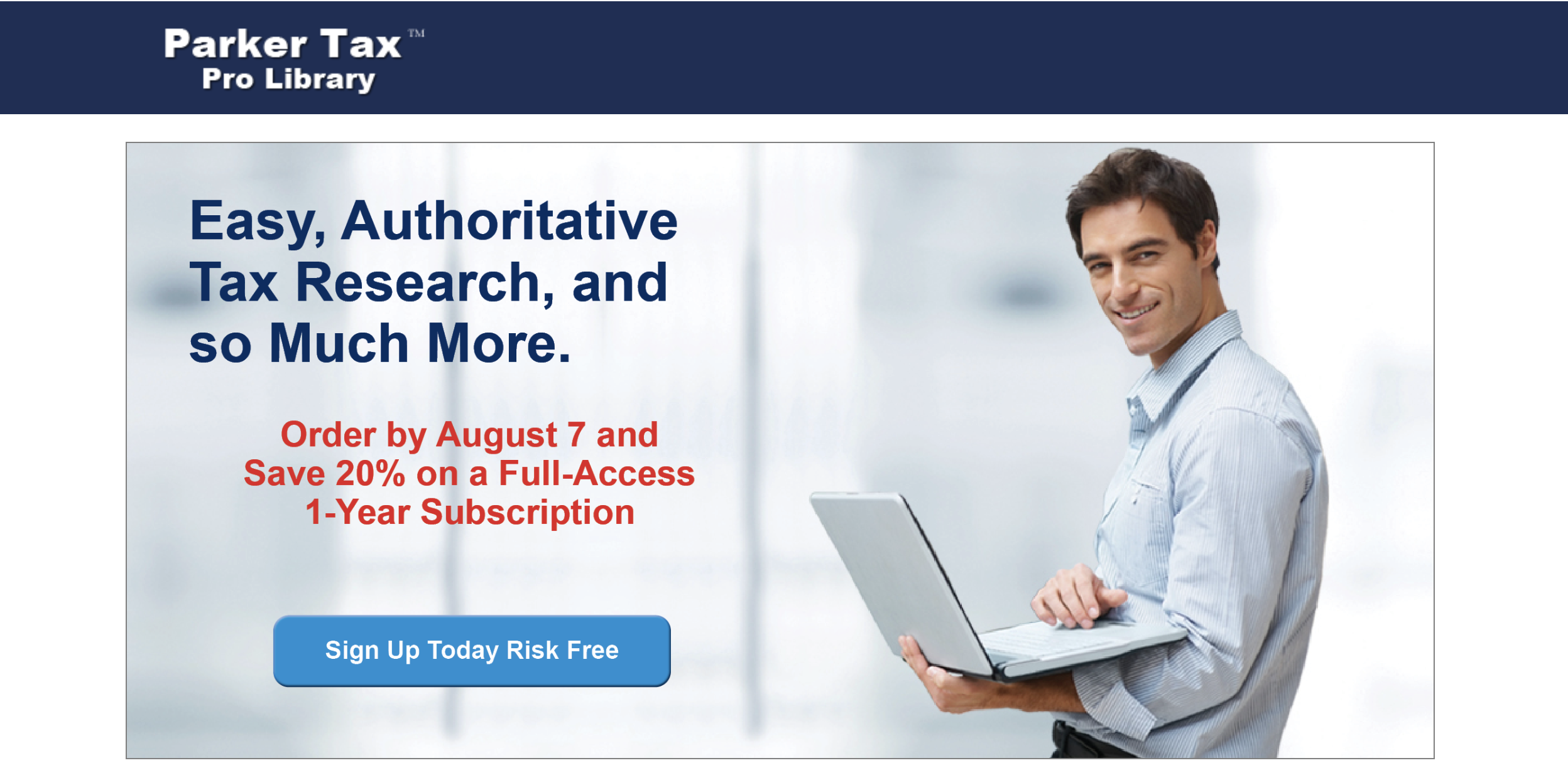 A screenshot image of the Parker Tax Pro Library tool. Listed as an alternative to CCH AnswerConnect tool for those looking to conduct tax research