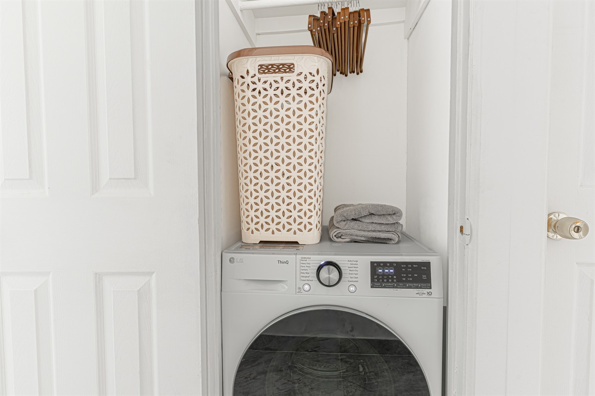 In-unit front-load washer and dryer — pack light and keep everything fresh for your whole trip.