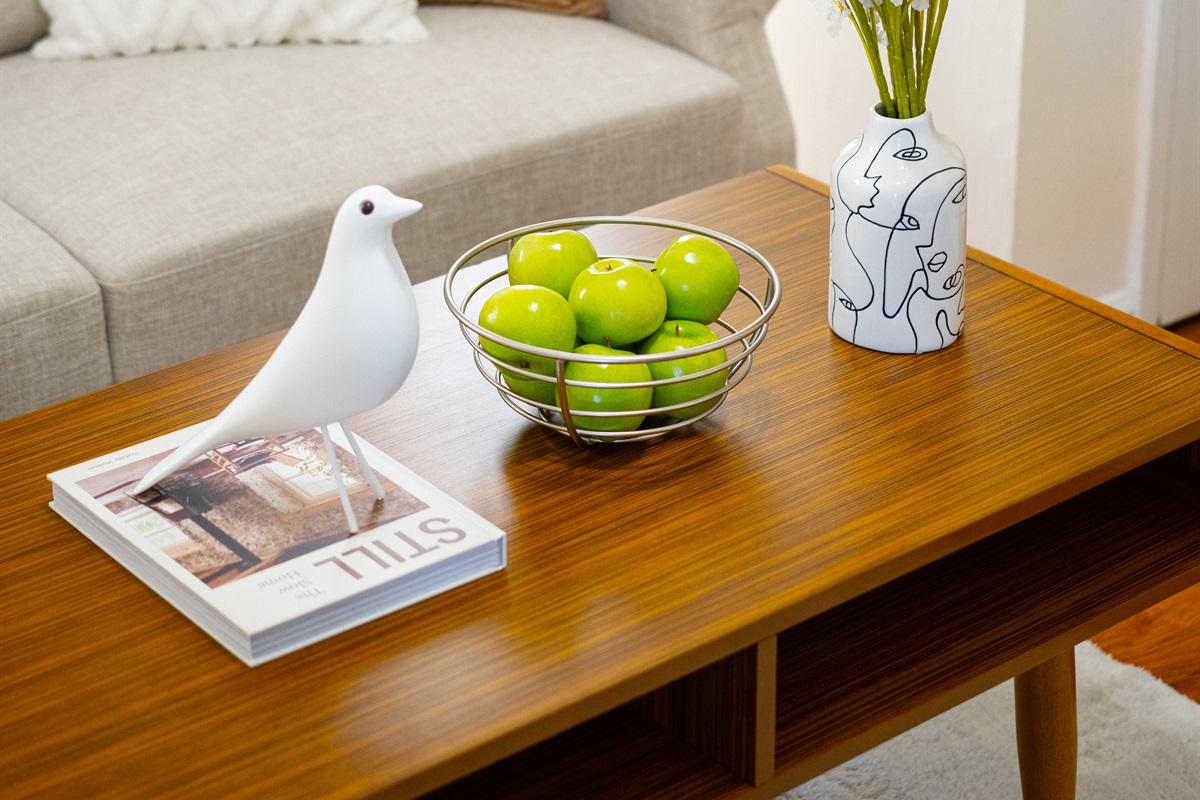 Inviting modern living room with cozy details.
