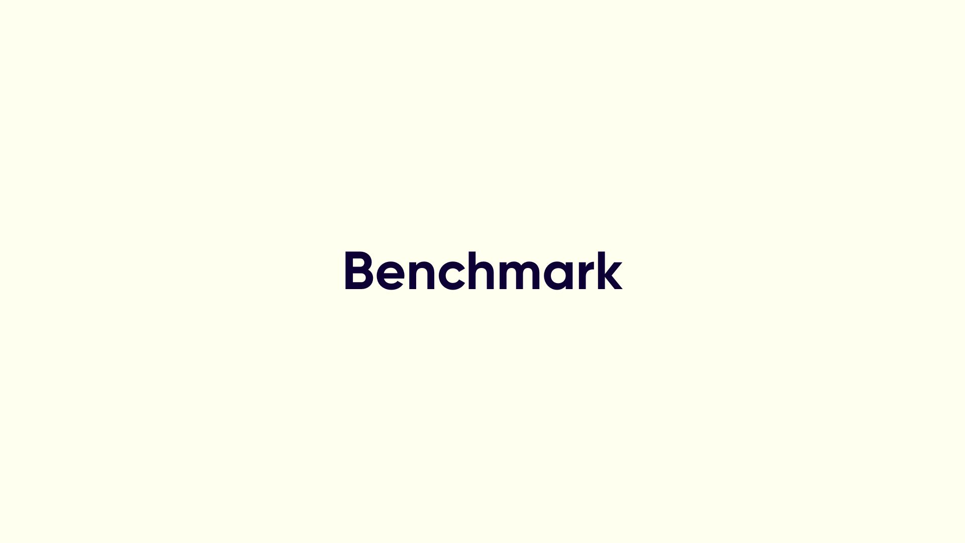 Le terme Benchmark en lettres marine sur fond crème, fiche du lexique IA Studeria