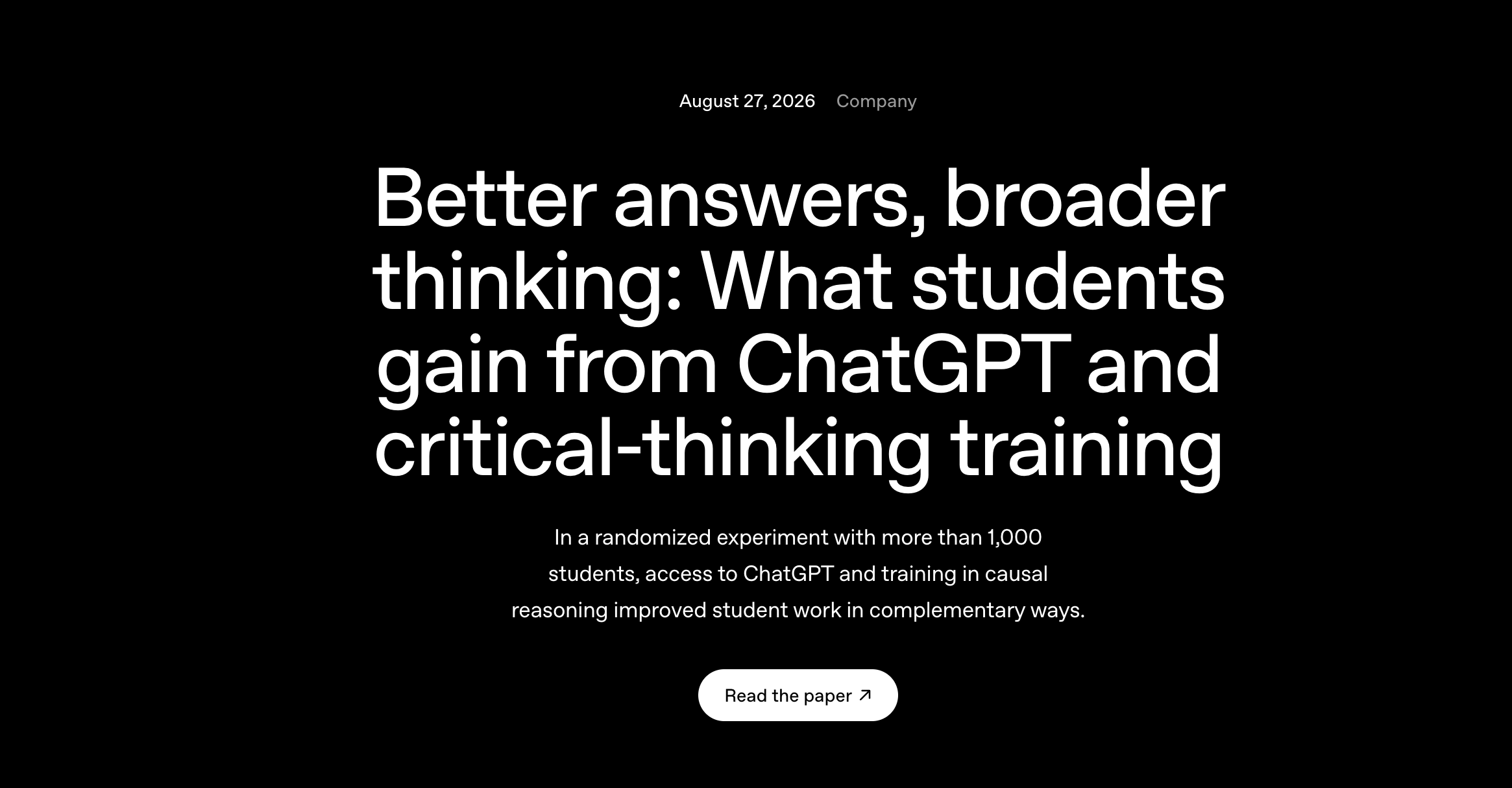 Visuel officiel OpenAI pour l'étude sur ChatGPT et l'esprit critique des étudiants
