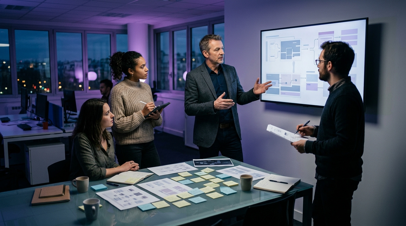 Audit IA en entreprise : consultants réalisant la méthode d'audit en équipe