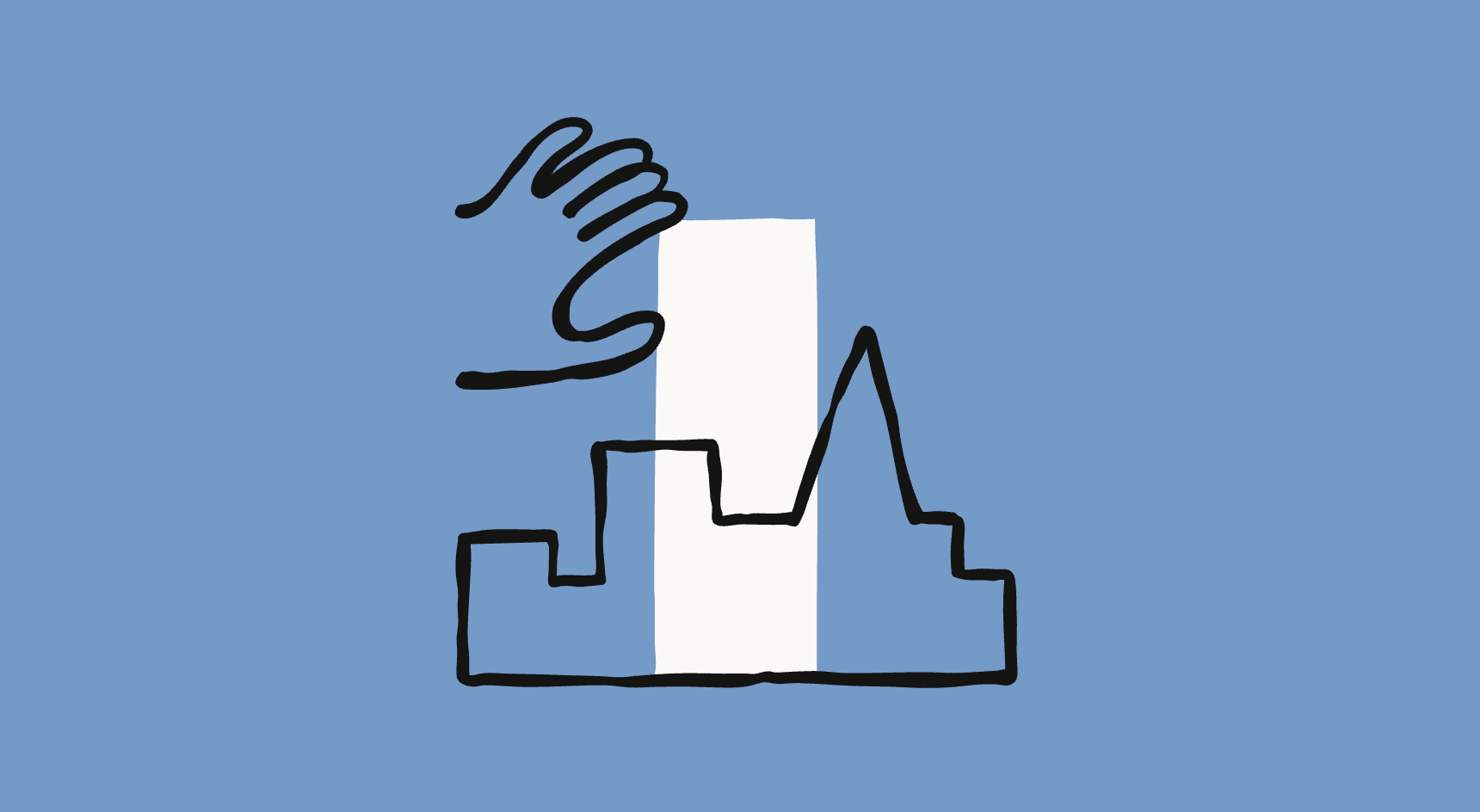 Illustration officielle Anthropic representant une main et une skyline urbaine, sur fond bleu.