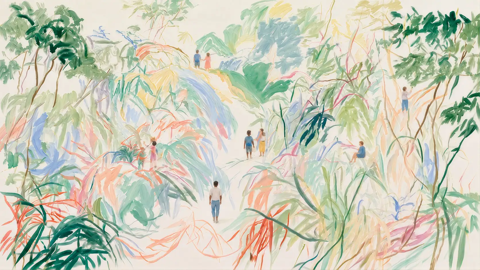 Illustration aquarelle du site personnel de Mustafa Suleyman pour l'article sur le code de conduite Humanist AI.