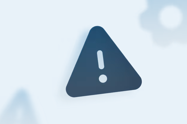 Blue triangular warning sign with a white exclamation point inside.