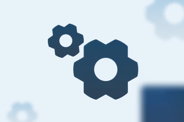 Two blue gear icons, indicating settings or configuration options.