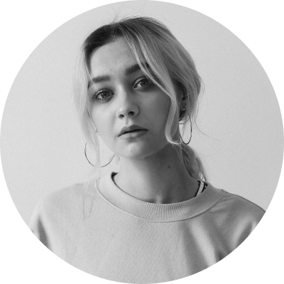 A black and white portrait of a woman