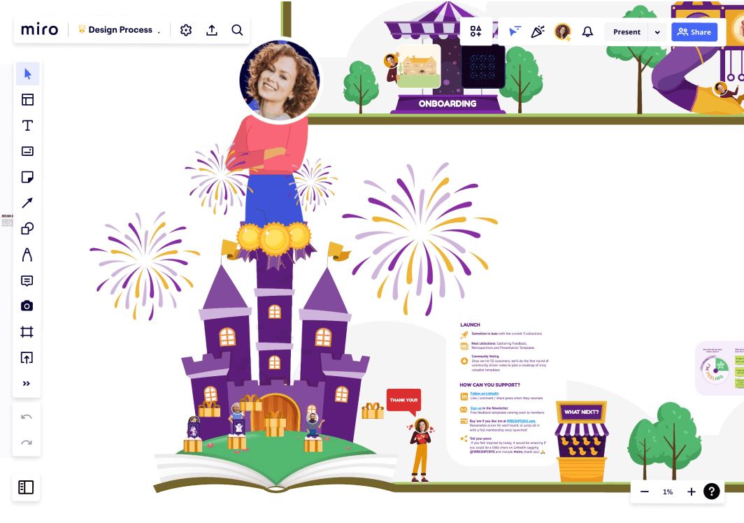 40 different Miro templates and Mural workshops designed by visual designer Lucie Agolini