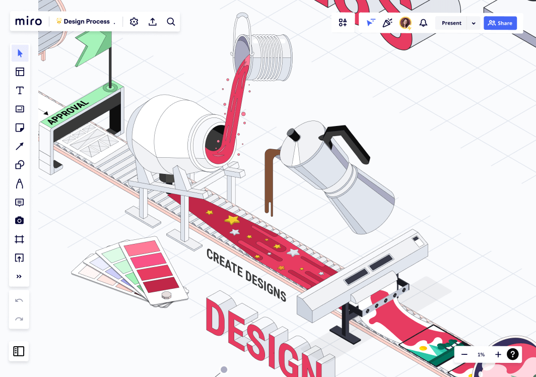 40 different Miro templates and Mural workshops designed by visual designer Lucie Agolini