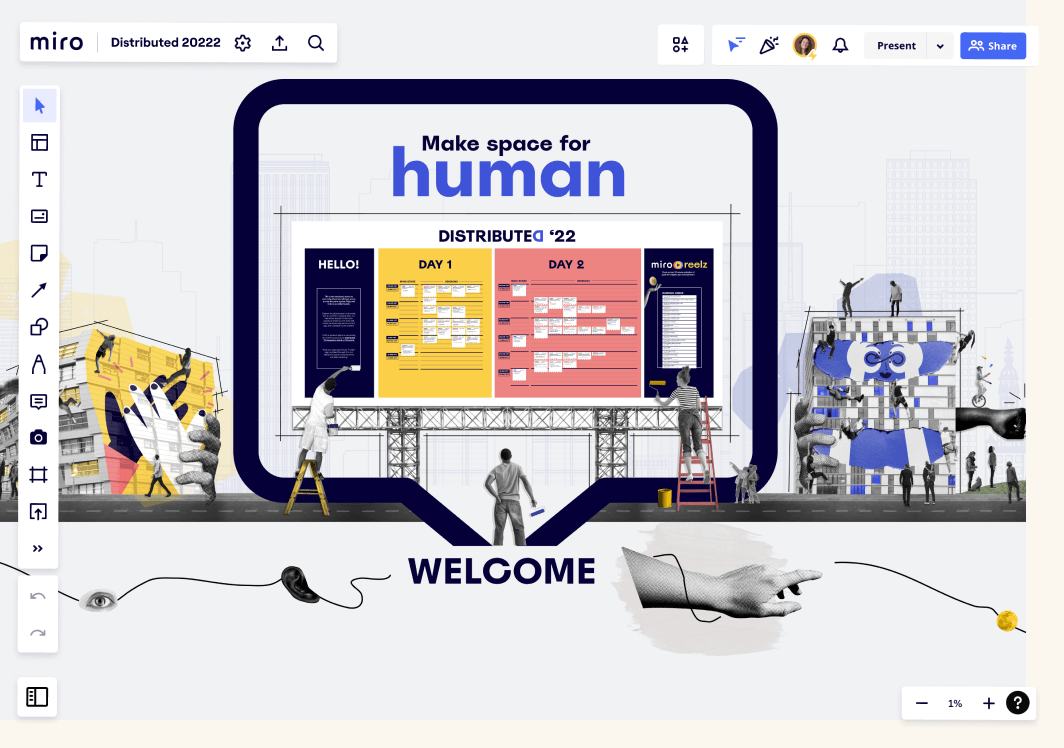40 different Miro templates and Mural workshops designed by visual designer Lucie Agolini