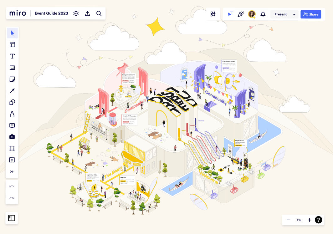 40 different Miro templates and Mural workshops designed by visual designer Lucie Agolini