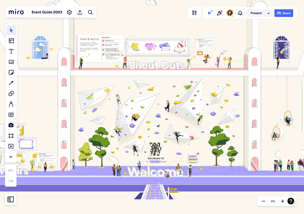 40 different Miro templates and Mural workshops designed by visual designer Lucie Agolini