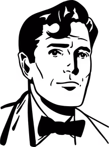 Black and white abstract silhouette of a person with irregular shapes and cutouts.