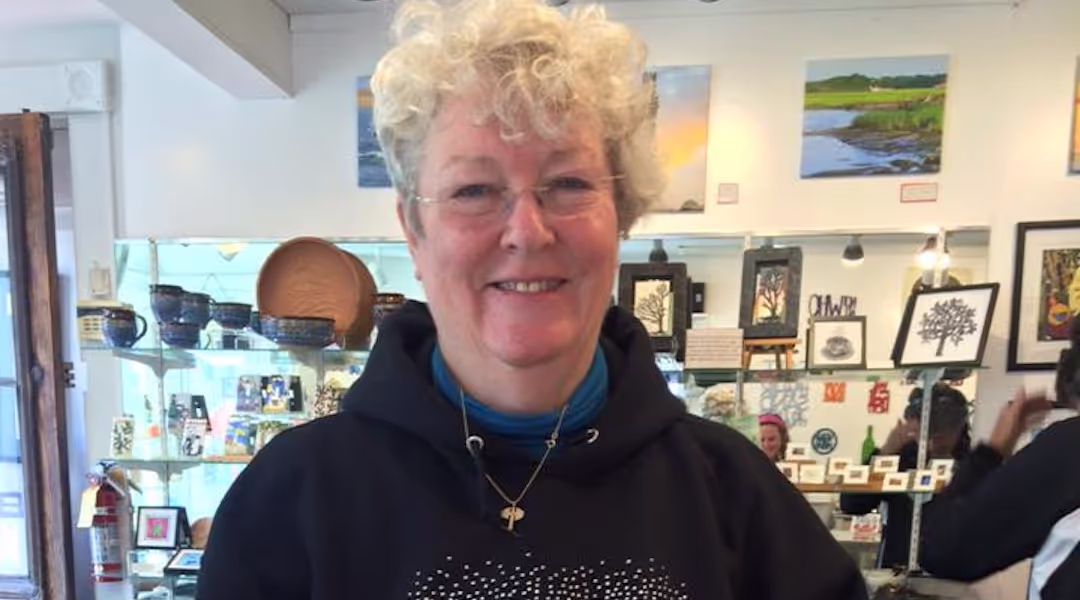 Gleta Gaddis posing for a photo in Womencrafts, Provincetown