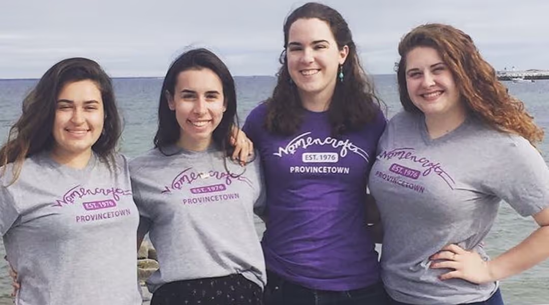 Emily Bergmann and friends wearing Womencrafts t-shirts