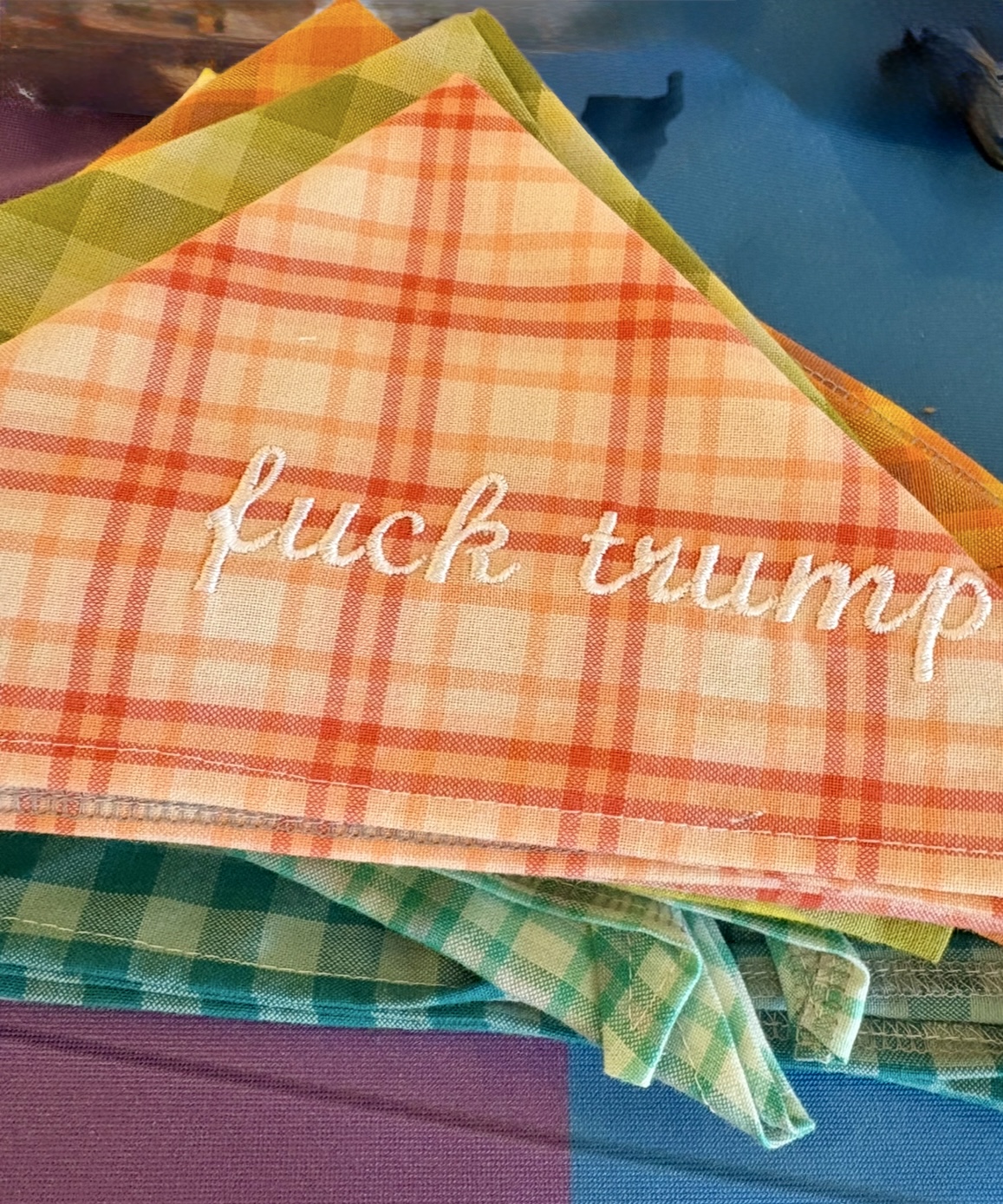 stack of plaid bandanas 